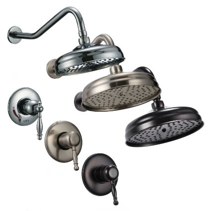 FREUER Lavarsi Collection Waterfall Rain Showerhead and Valve Brushed Nickel