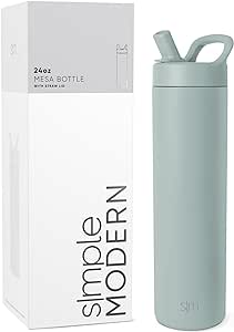 Simple Modern Water Bottle with Straw lid | Insulated Stainless Steel Thermos | Reusable Travel Water Bottles for Gym & Sports | Leak Proof & BPA Free | Mesa Collection | 24oz, Sea Glass Sage