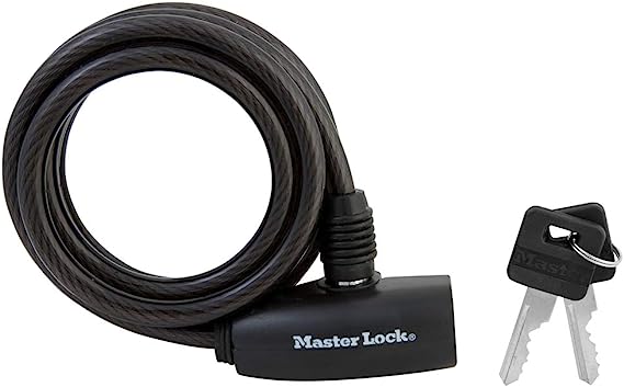 Master Lock 8126D Quantum Cable Lock, Keyed Lock, Self Coiling, 6-Feet x 5/16-Inch