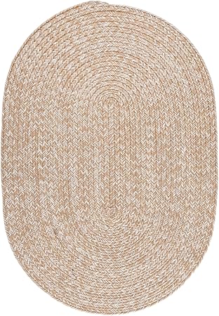 Super Area Rugs Beige/Tan Brown Braided Rug Farmhouse Kitchen Braided Rugs - Washable Area Rug - Rustic Rug for Kitchen Sink - 2' x 3'