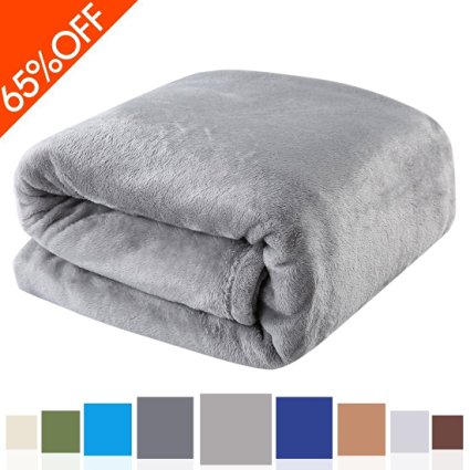 Luxury Polar Flannel Throw Blankets Bed Blanket 100% Plush Microfiber(Warm/Cozy/Fluffy), Lightweight and Easy Care, Couch Blanket, 50”x61” Twin Queen King (Grey, 50"x61")