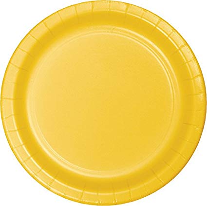 75-Count Value Pack Paper Dinner Plates, Schoolbus Yellow