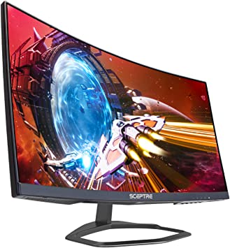 Sceptre Curved 24.5-inch Gaming Monitor up to 240Hz 1080p R1500 1ms DisplayPort x2 HDMI x2 Blue Light Shift Build-in Speakers, Machine Black 2023 (C255B-FWT240)