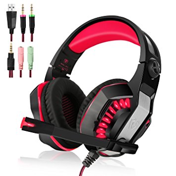 Beexcellent GM-2 Gaming Headset With Mic - Sound Clarity, Noise Cancelling Headphones With LED Lights | Soft & Comfy Ear-Pads | For Laptops, Smartphones, iPhones, PlayStation, Xbox One, Computers