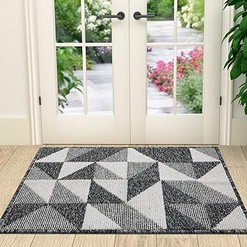 OLANLY Indoor Door Mat, 36x24, Non-Slip Absorbent Resist Dirt Entrance Mat, Washable Low-Profile Inside Entry Doormats for Entryway, Black/White