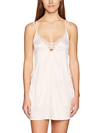 Mae Women's Satin Chemise With Lace