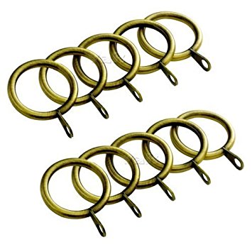 VAK® METAL CURTAIN RINGS POLE ROD VOILE NET CURTAINS RINGS HANGING 40 MM X 12 (ANTIQUE BRASS)