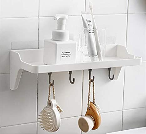 No Drilling Bathroom Shelf Organizer Shower Caddy Kitchen Storage Rack Wall Mounted,White Pakc of 1 By Cq acrylic