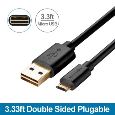 Reversible Micro to Reversible USB Cable BlitzWolf 33ft Android Phone Double Sided Charger and Data Sync Cable for Samsung Galaxy S6 Plus Note 4 5 Edge HTC M9 Xperia Z3 Z2 Moto X Black