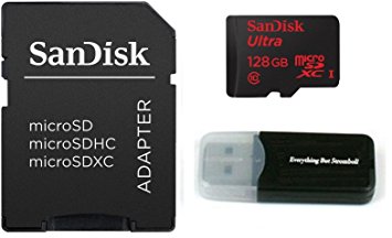 128GB SanDisk Ultra UHS-I Class 10 80mb/s MicroSDXC Memory Card for Samsung Galaxy S8, S8 Plus, S7, S7 Edge, S5 Active, S4 Cell Phones with Everything but Stromboli Memory Card Reader (128GB)