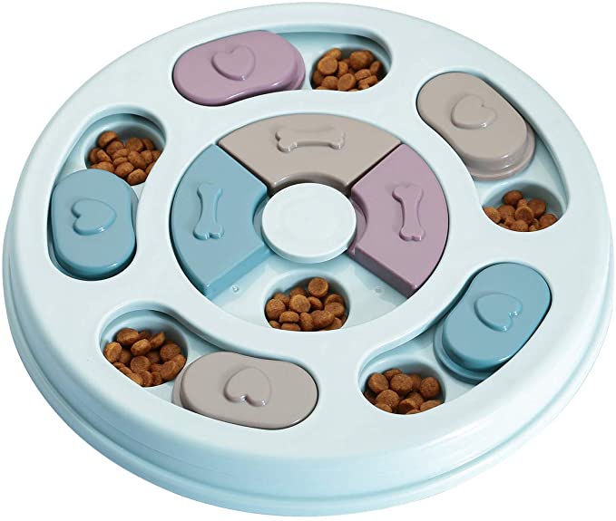 Mogoko Plastic Interactive Puupy Dog Cat Feeder, Seek-a-Treat Pet Mental Stimulation Shuffle Puzzle Toys, Animal Food Treat Dispenser