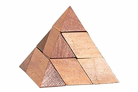 2.5" Wooden Pyramid Shape Brain Teaser 3D Puzzle, Maple Brown