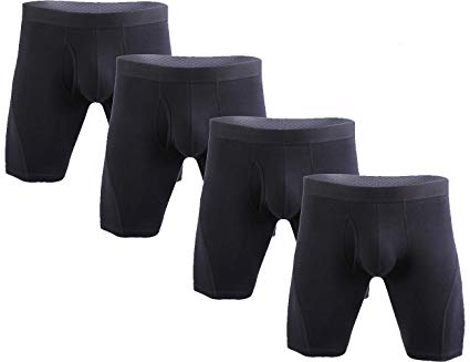 Zengvee Mens Underwear boxer Briefs Cotton Long Leg Stretch Underwear Open-Fly Boxers for men