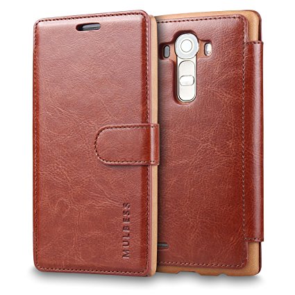 LG G4 Case Wallet, Mulbess [Layered Dandy][Card Slot Vintage Series] LG G4 Wallet Case [Coffee Brown] [Flip][Slim Fit][Wallet]- Premium Soft PU Leather Wallet Cover - Folio Flip Leather Case for LG G4 H815 Devices