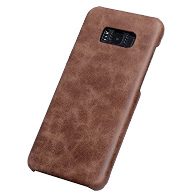 Samsung Galaxy S8 Case, Genuine Leather Anti-Scratch Shockproof Back Cover Phone Cases Darkbrown