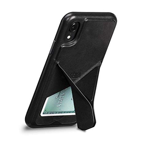 Vista Leather Cell Phone Case with Stand for iPhone XR - Wireless Charging Compatible - Black