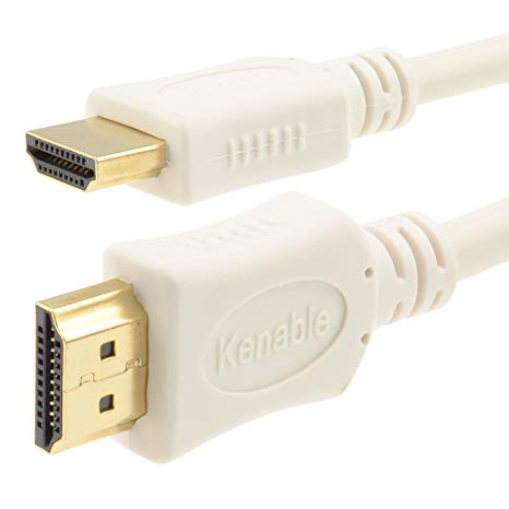 kenable HDMI 1.4 High Speed Cable for 3D TV with Ethernet & ARC White 3m