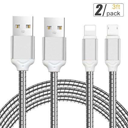 YoFeW 2 in 1 Lightning Cable and Micro USB Cable All-Metal Sync and Charging Cable Cord for iPhone and Android Devices