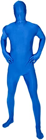 Adults MSUIT Blue Second Skin Halloween Fancy Dress Costume - size Medium - 5'-5'4 (152cm-163cm)