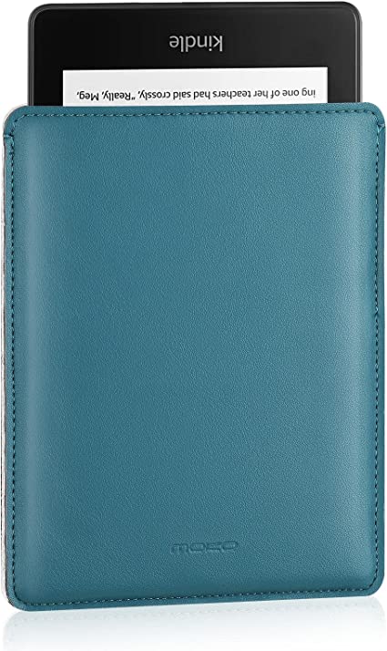 MoKo Sleeve Bag Fits with Kindle Voyage,Kindle Paperwhite (Not 6.8 Inch), All-New Kindle 2022/2019, Slim Anti-Scratch PU Leather Cover Soft Felt Lining Protective Insert Carrying Pouch, Storm Blue