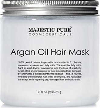 Argan Oil Hair Mask from Majestic Pure, 8 fl. oz - Natural Hair Care Product, Hydrating & Restorative Hair Repair Mask