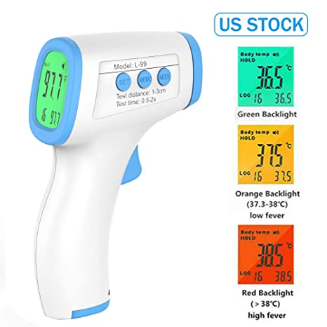 Infrared Thermometer, Digital Infrared Forehead Thermometer, Non-Contact Digital Thermometer with Fever Alert Function, Forehead Thermometer Ideal for Baby, Infants, Adults (Blue)