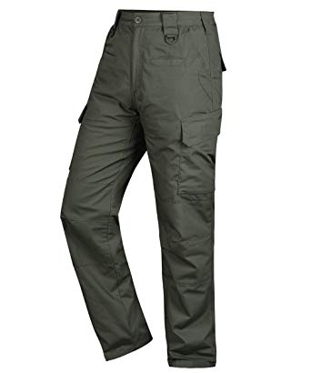 HARD LAND Men’s Tactical Pants Waterproof Ripstop Outdoor Cargo Work Pants with Elastic Waist