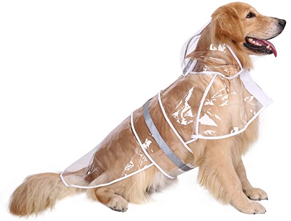 HDE Dog Raincoat Hooded Slicker Poncho for Small to X-Large Dogs and Puppies (Clear, X-Large)