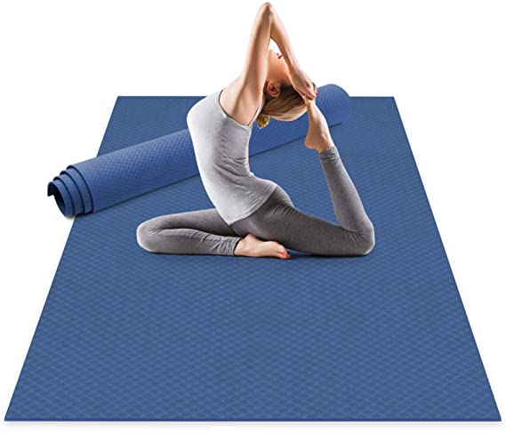 Odoland Large Exercise Mat 72'' x 48'' (6'x4') x6mm for Pilates Stretching Workout Mats for Home Gym Flooring, Extra Thick Non Slip Eco Friendly Yoga Mat with Carry Strap