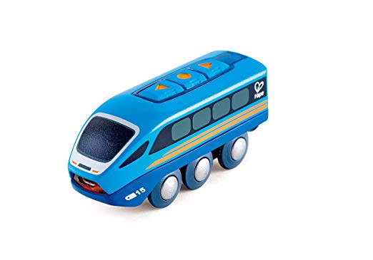 Hape Remote Control Car,  Train Car , Kids  Railway Toy, App or Button RC Vehicle with 5 Playable Sounds, Rechargeable Battery Feature, Blue