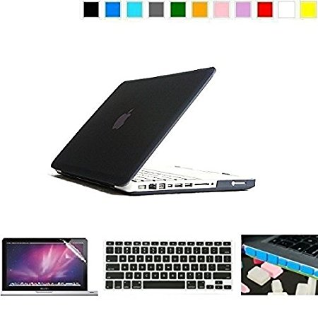 Applefuns(TM) 4IN1 Kit Matte Hard Shell Case   Keyboard Cover   Screen Protector   Dust Plug for Macbook Pro 15" with DVD Driver (Model:A1286)- black