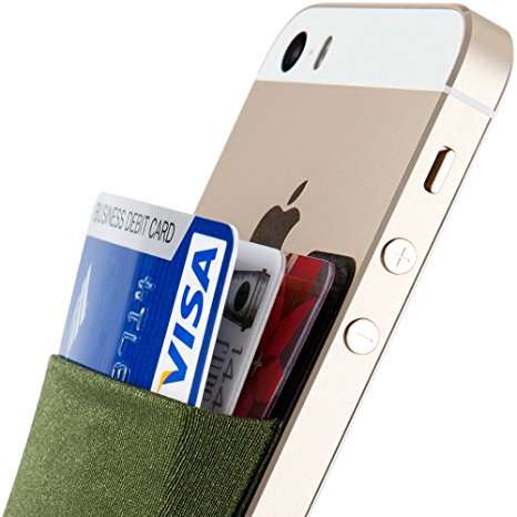 Card Holder, SINJIMORU Stick-on Wallet functioning as Credit Card Holder, Credit Card Wallet, Card Case, Phone Wallet and Credit Card Holder for iPhones / Phones. Sinji Pouch Basic 2, Khaki.