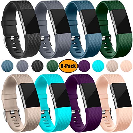 Maledan Replacement Bands for Fitbit Charge 2, 8 Pack