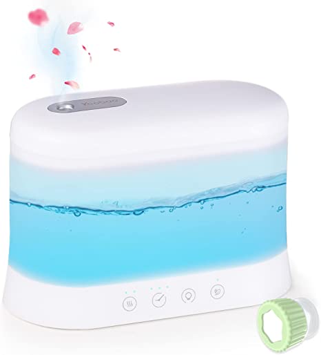 Humidifiers for Bedroom, Pure Aroma Essential Oil Diffusers & Top Fill Cool Mist Humidifiers for Kids, Ultrasonic Air Humidifier for Baby Nursery, Quiet 22H Runtime, 7 Color Lights, Sleep Mode, 2L