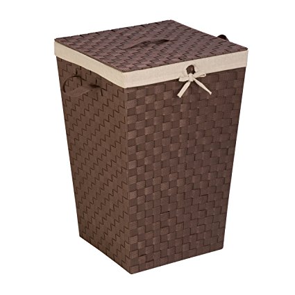 Honey-Can-Do Decorative Woven Hamper with Lid, Java Brown