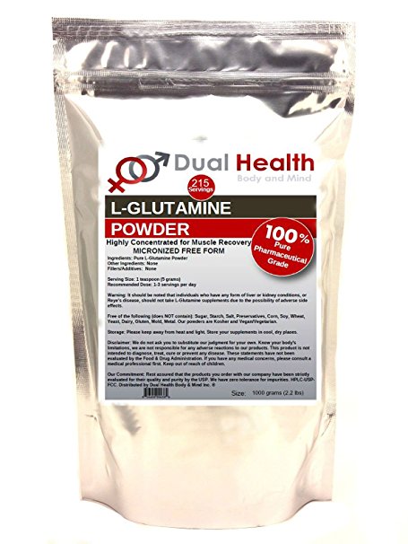 Pure L-Glutamine 5000mg Powder (1000 grams (2.2 lbs)) Bulk Supplements