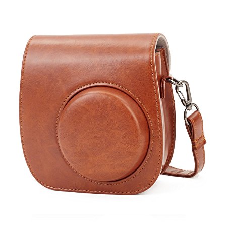 Fujifilm Instax Mini 9 Case, Phetium Soft PU Leather Protective Case with Shoulder Strap and Pocket for Fujifilm Instax Mini 8 8  / Mini 9 Instant Camera (Brown)