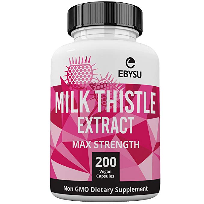 EBYSU Milk Thistle - 200 Day Supply - 1000mg Max Strength 4X Concentrated Extract 4:1 - Vegetarian Capsules