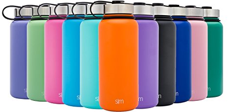 Simple Modern Summit Water Bottle   Extra Lid - Vacuum Insulated Stainless Steel Wide Mouth Hydro Travel Mug - Powder Coated Double-Walled Flask