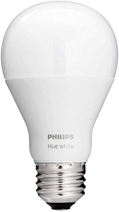 Philips Hue White A19 Single LED Bulb Compatible with Alexa (Hue Hub Required) (Certified Refurbished)