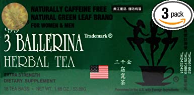 3 Ballerina Herbal slim tea Extra Strength Dietary supplement 18 tea bags (pack of 3)