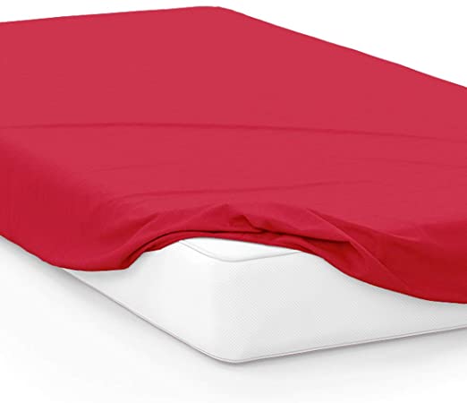 American Pillowcase College Dorm Twin XL Bed Fitted Mattress Sheet Ultra Soft Hypoallergenic Wrinkle-Free, Stain, and Fade Resistant - Red 186