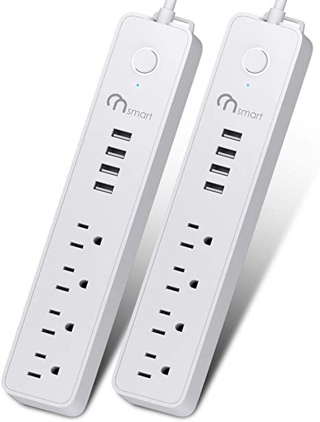 ONSMART USB Surge Protector Power Strip-4 Multi Outlets with 4 USB Charging Ports-3.4A Total Output-600J Surge Protector Power Bar-6 Ft Long UL Cord-White…