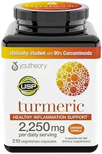 Youthory Turmeric Extra Strength Healthy Inflammation Support for Joints, 2250MG, 210 Capsuules,