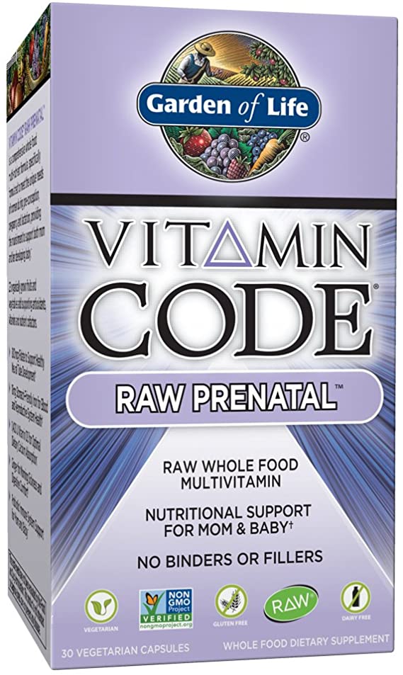 Garden of Life Vitamin Code Raw Prenatal Multivitamin, Whole Food Prenatal Vitamins with Iron, Folate not Folic Acid, Best Vegetarian Gluten Free Prenatals for Women, 30 Capsules