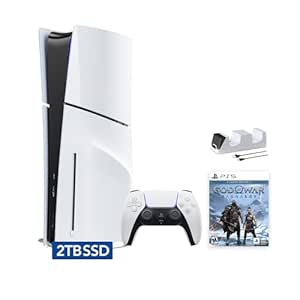 PlayStation 5 Slim Upgraded 2TB Disc Edition God of War Bundle - White, Slim PS5 2TB PCIe SSD Gaming Console with C-Gamers Dual-Controller Charger [video game] [video game] [video game] [video game] [video game] [video game] [video game] [video game] [vide