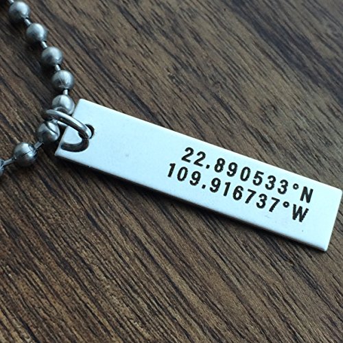 Mens Necklace Custom Necklace Engraved Latitude Longitude Necklace For Him Boyfriend Gift Personalized Necklace Mens Jewelry