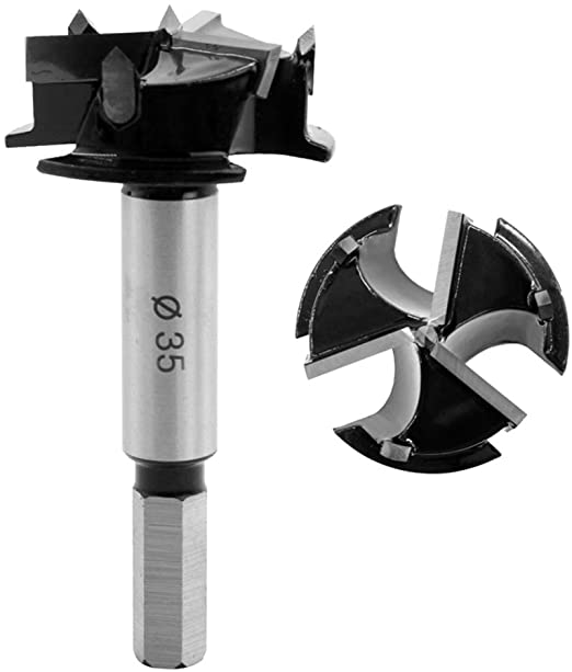 SJ-35 Hinge Jig Drill Guide Set, 35mm Forstner Bit, 35mm Cup Style Concealed Hinge Jig Drill Guide Set Door Boring Hole Bit (Three feet 35MM)