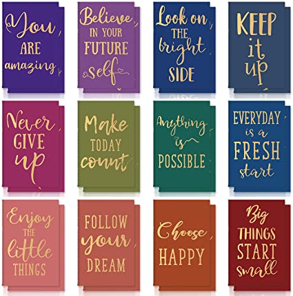 24 Pcs Colorful Notebook, Mini Funny Motivational Notepads Inspirational Pocket Notepads Kawaii Small Journals Teacher Supplies for Women Girls Classroom Prizes Travel Present (Motivational Style)