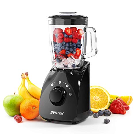 BESTEK Smoothie Blenders,350 Watts Blender for Shakes and Smoothies with 1.5L BPA Free Glass Jar,2-Speed Function,Mixer,High Speed Blender for Baby Food, Healthy Drink, 20000 RPM